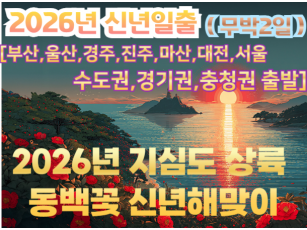 [수도권/경기권/충청권/경상권출발] [ 2026년 신년해돋이] 지심도 상륙 동백꽃 신년해맞이 무박2일-12월31일(단1회) [부산,울산,경주,진주,마산,대전,서울]