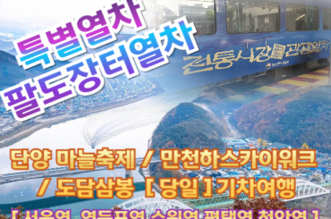 [특별열차-팔도장터열차(당일)] 단양 마늘축제 / 만천하스카이워크 / 도담삼봉  기차여행 (당일) [ 7월19일 (일) ] 서울역,영등포역,수원역,평택역,천안역 ,오송역