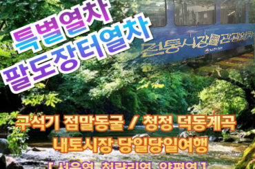 [특별열차-팔도장터] 뜨거운 여름 탈출기 구석기 점말동굴 / 청정 덕동계곡 / 내토시장 당일(식사1회 제공) 당일 (7월26일 (일)) [서울역,청량리역,양평역]