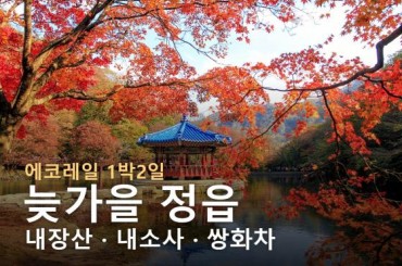 [특별열차-에코레일 1박2일] 정읍 내장산의 가을 막차여행 1박2일기차여행 11월24일(화) -서울역,영등포역,수원역,천안역